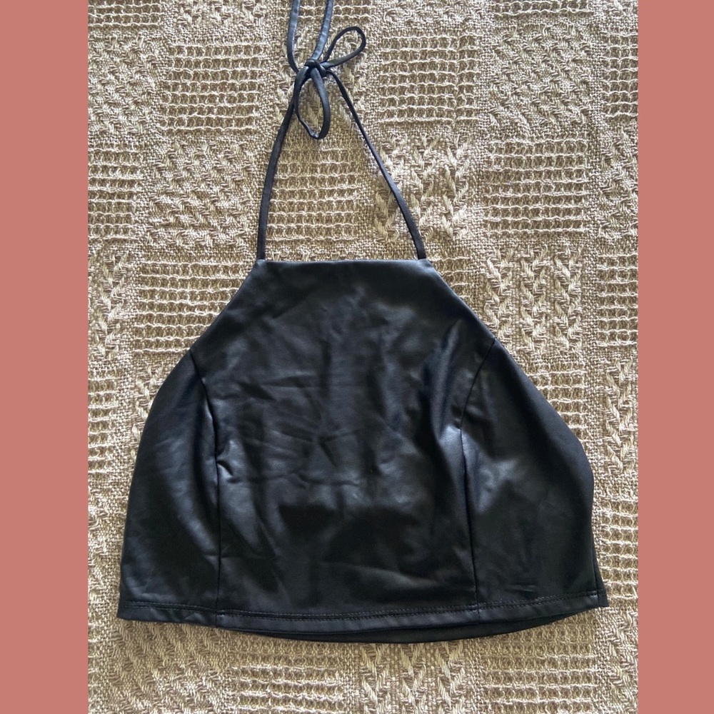 Faux Leather Halter Top